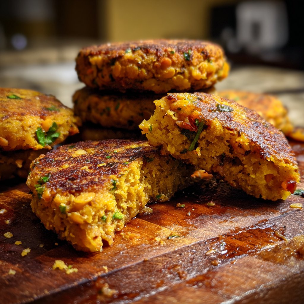 Lightly Spiced Red Lentil Patties