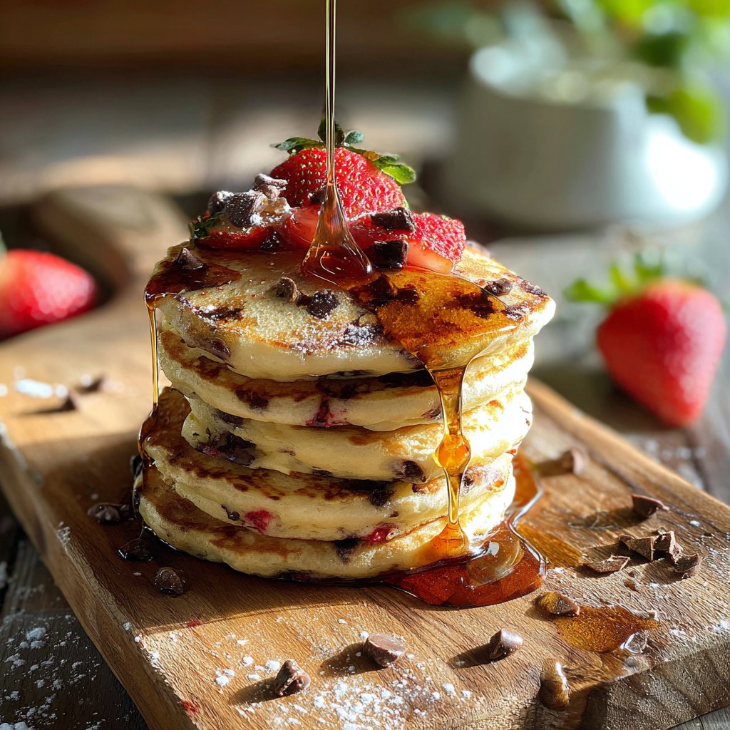 Strawberry Chocolate Chip Pancakes